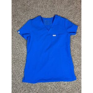 FIGS Technical Collection Womens XXS V-Neck Scrub Top Royal Blue Single Pocket